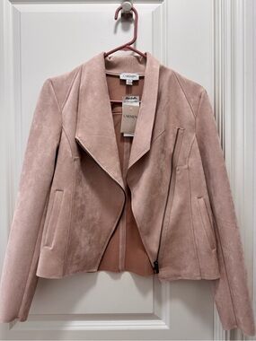 Marshalls Carmen Dusty Pink Suede Moto Jacket